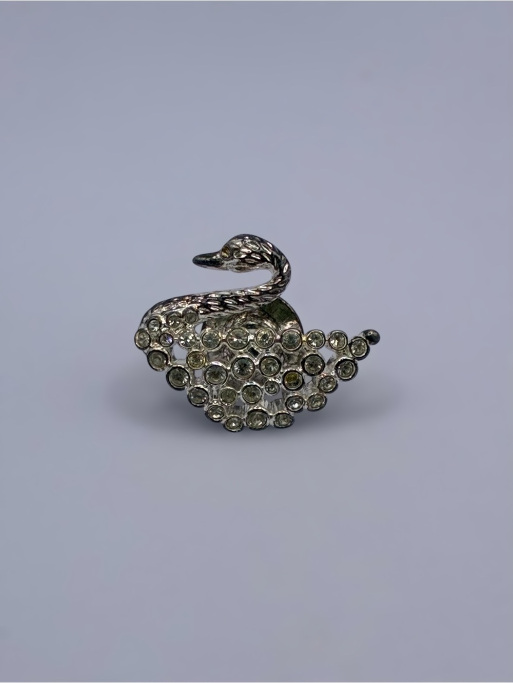 Swarovski Signed Silver-Tone Crystal Swan Brooch Pin